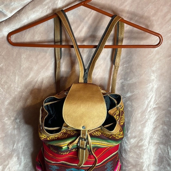 Aztec Leather and canvas backpack/ single shoulder bag - Picture 3 of 16